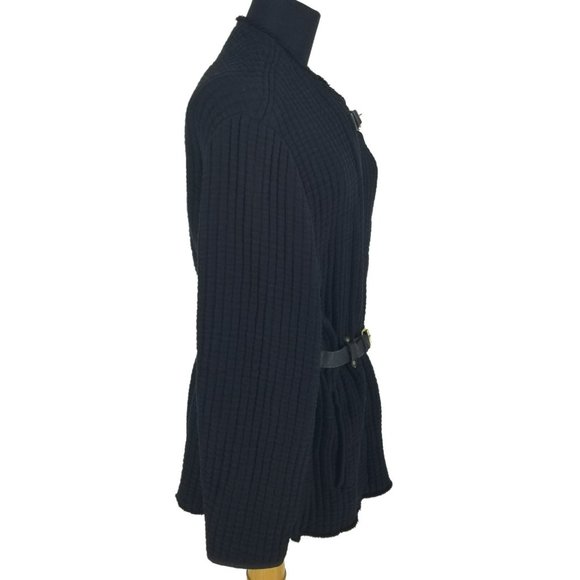 Isabel Marant Glasco Black Quilted Leather Belt Coat Size 40 Raw Hem Jacket - Picture 4 of 15